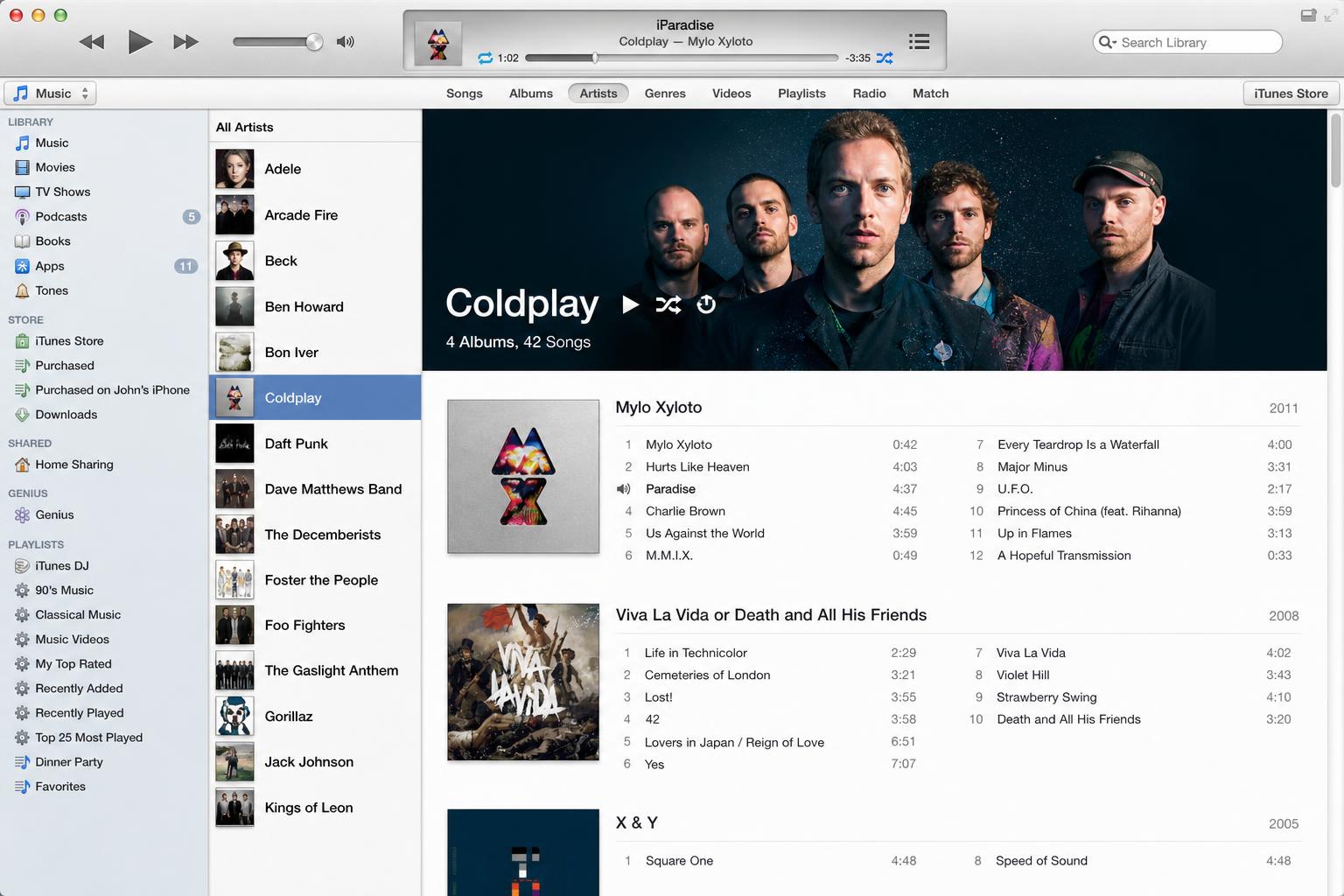 iTunes 11 Artists view on Mac