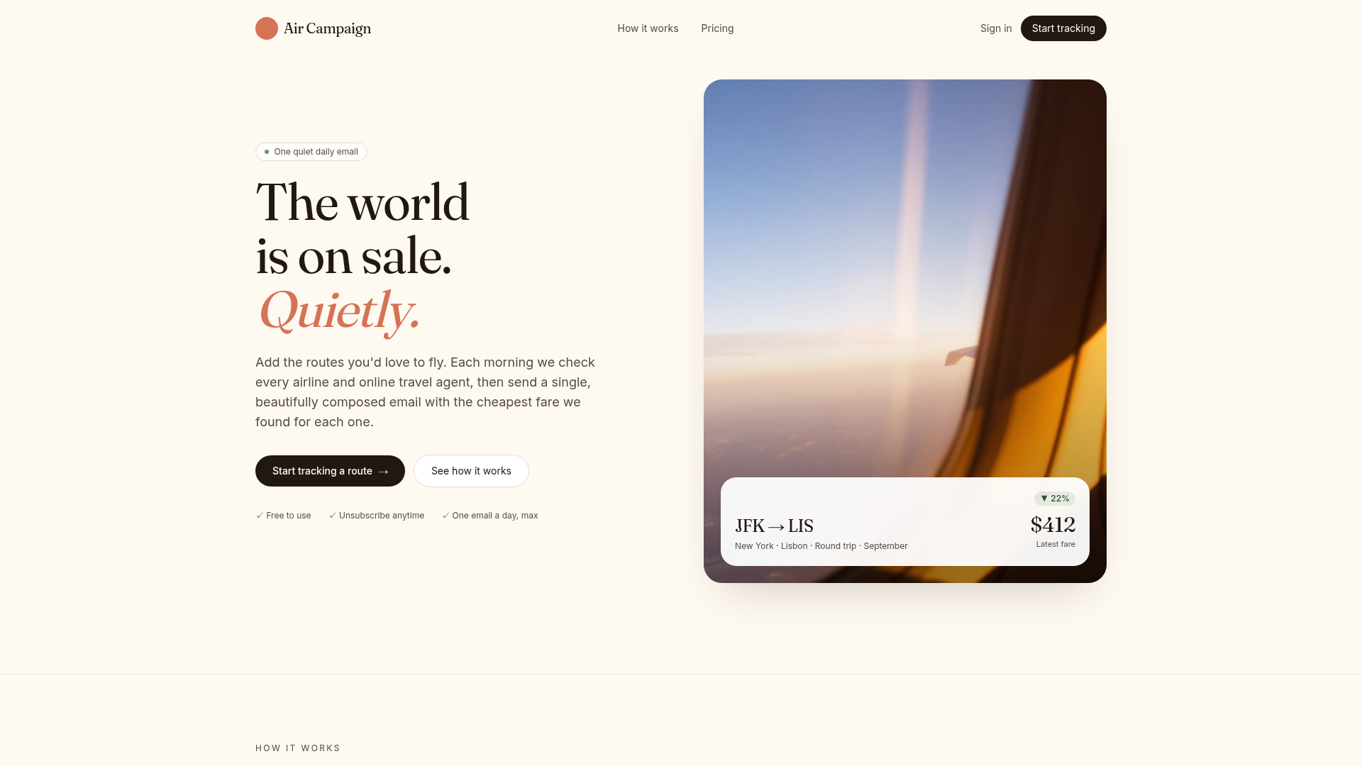 Air Campaign: The world is on sale. Quietly.